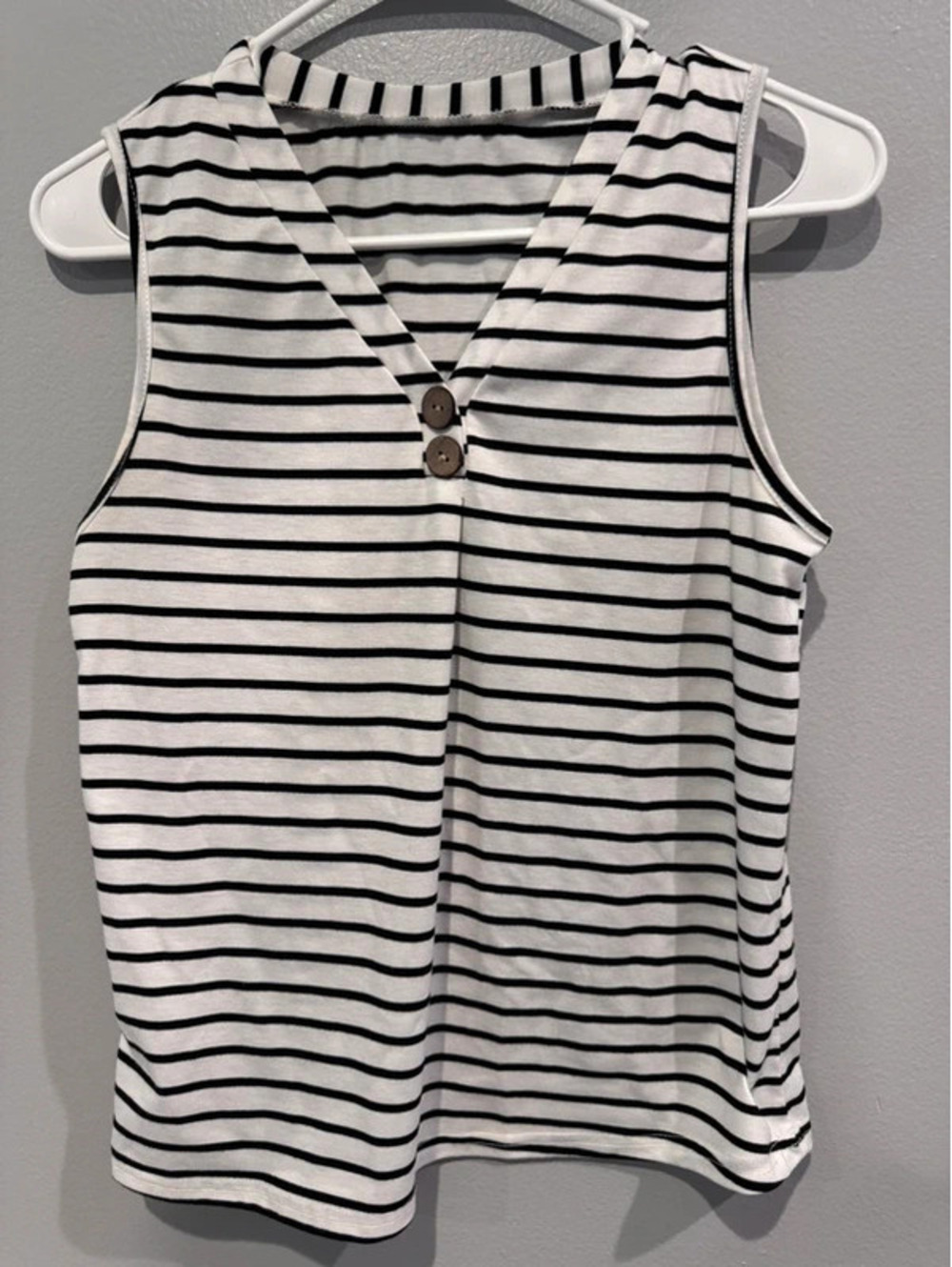 Black and white striped tank top. Size small